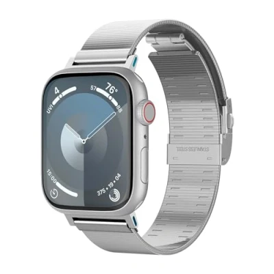 Afbeelding van Spigen Sleek Link Bandje Geschikt voor Apple Watch 1 9/SE/Ultra 49/45/44/42MM Zilver