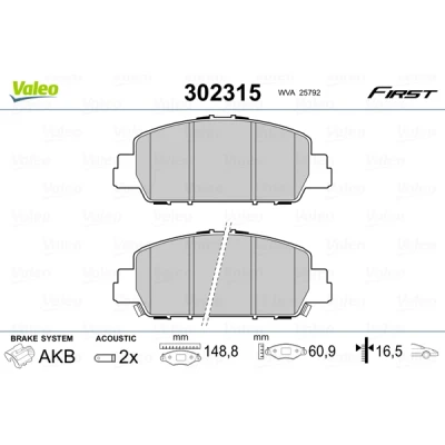 Afbeelding van Valeo Remblokset 302315