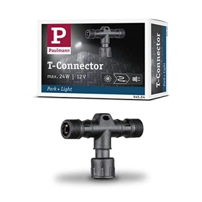 Afbeelding van Paulmann 94584 Park + Light Buitenlamp connector T stuk IP67 1 in/2 out max. 24 W zwart accessoires kunststof garagelicht