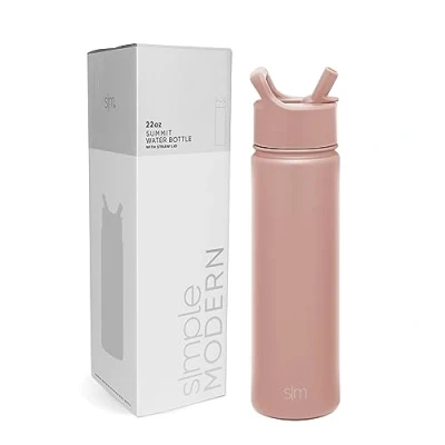 Afbeelding van Simple Modern Waterfles met rietje Geïsoleerde roestvrijstalen thermoskan voor sportgym Summit Collection 650ml Mauve Me