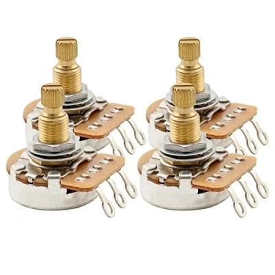 Afbeelding van Musiclily Pro HD B500K Messing Metric Coarse 18 tandjes Lineair Potmeter Split Shaft voor Elektrische Gitaar en Basgitaar(4 stuks)