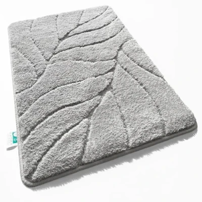Afbeelding van Floordirekt badmat, extra pluizig en sneldrogend, badkamertapijt met antislip achterkant, douchemat (Maris) (zilver, 50 x 80 cm)