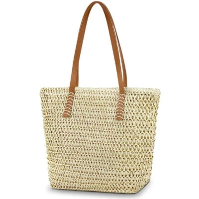 Afbeelding van Unyqoos® Trendy Grote Stro Strandtas met Comfortabele Handvatten voor Zomeravonturen