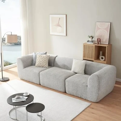 Afbeelding van 3 Zitsbank Hurvas modulaire bank 313x108x76 cm grijs [en.casa]