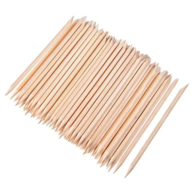 Afbeelding van 100 stuks oranje houten stokken nagel nagelriem stick voor pusher remover manicure kunst pedicure, 4,3 inch