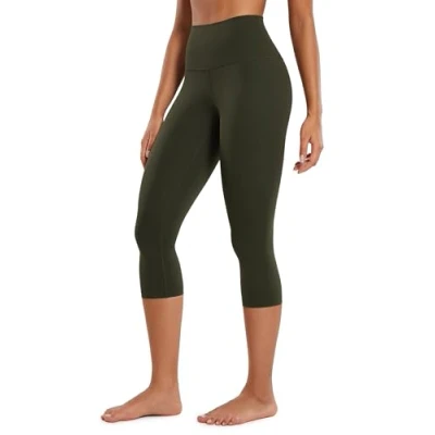 Afbeelding van CRZ Yoga Womens Butterluxe Hoge Taille Lounge Legging 19 Inches met Workout Leggings Botery Zachte Capris Broek Olijfgroen XL