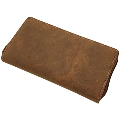 Afbeelding van myledershop Grote volledig buffel damesportemonnee/portemonnee/portemonnee met kolibri motief of Zonder RFID en NFC bescherming, motief/cognac, Modern