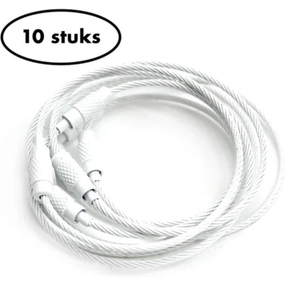 Afbeelding van Staaldraad sleutelring 15 cm Sleutelhanger Split ring centimeter 10 stuks Wit