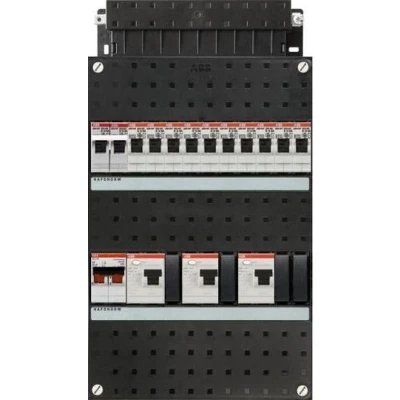 Afbeelding van ABB groepenkast 1 fase, 10 groepen, 3 Aardlekschakelaars 2 P, fornuisgroep 2x230V, hoofdschakelaar P 40A