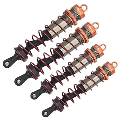 Afbeelding van Tbest schokdemper voor RC auto, verstelbare voorste metalen oliedruk voordemper 4 stuks 1/8 auto (oranje)