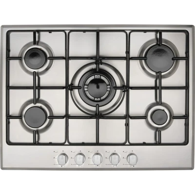 Afbeelding van Everglades EVBI851 Inbouw Gaskookplaat 5 Pits RVS 60cm Nis Wokbrander Jaar Garantie