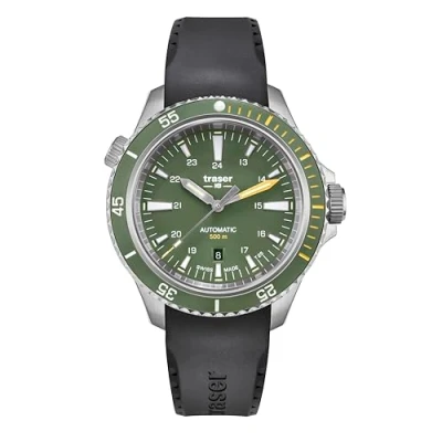 Afbeelding van Traser H3 P67 Duikhorloge automatisch 500 m, zilver zwart groen, Riemen.
