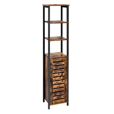 Afbeelding van VASAGLE standplank, smalle keukenplank met 3 rekken en kast, boekenplank, hoge zijkast, industriële vormgeving, woonkamer, slaapkamer, hal, 37 x 30 167 cm, vintage, donkerbruin LSC37BX