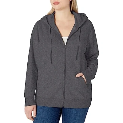 Afbeelding van Amazon Essentials Women&#039;s Fleecetrui van Franse badstof met volledige ritssluiting (verkrijgbaar in grote maten), Donkergrijs, XXL