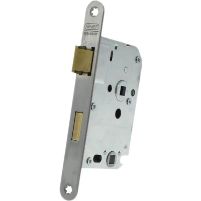 Afbeelding van Nemef Badkamerdeurslot afgerond 20 x 174 mm RVS doornmaat 50 PC 63 din omkeerbaar