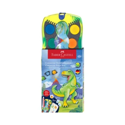 Afbeelding van Waterverfdoos Faber Castell Connector Dino 12kleuren +1 tube wit