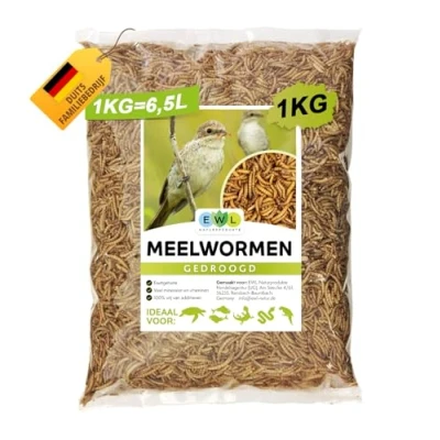 Afbeelding van EWL Naturprodukte Meelwormen gedroogd 1 kg = 6500 ml insectennack voor vogels, vissen, schildpadden, knaagdieren en reptielen
