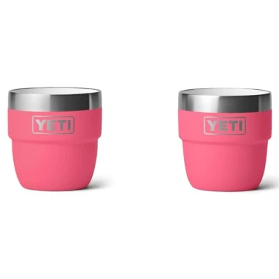 Afbeelding van YETI Rambler Espresso Cup, Vacuum Insulated Stainless Steel Stackable Tropical Pink, 2 Pack 4 oz (118 ml)