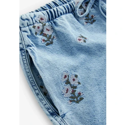 Afbeelding van Next Regular FIT PULL ON Jeansshort, Dames, Maat: 38, Blue embroidered