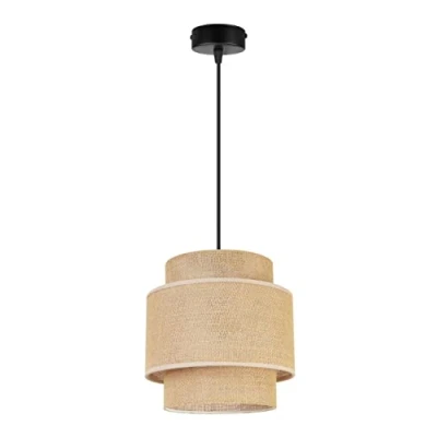 Afbeelding van Light Home Pendellamp BOHO Moderne Hanglampe voor Woonkamer, Slaapkamer Eetkamer en Keuken E27 Metalen Hanglamp met Stoffen kap Klassiek 1 Lichtbron Zwarte basis Jute