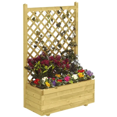 Afbeelding van Intergard Houten plantenbak bloembak met trellis