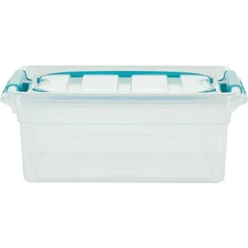 Afbeelding van Whitefurze Carry Box Opbergdoos 5 Liter, Transparant Met Blauwe Handvaten