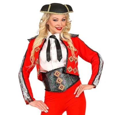 Afbeelding van Widmann Spaans &amp; Mexicaans Kostuum Sierlijke Stierenvechter Torera Tanja Vrouw Rood XS Carnavalskleding Verkleedkleding
