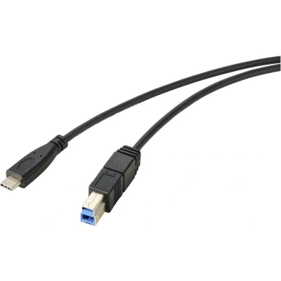Afbeelding van Renkforce USB kabel 3.2 Gen1 C stekker, B stekker 1.80 m Zwart Afscherming totaal RF 5720408