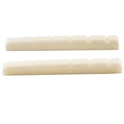 Afbeelding van Musiclily 42mm Been Slotted Topkam Bone Nut Strat Tele Platte Bodem voor 6 snarige Elektrische Gitaar Stratocaster/Telecaster,42x3.5x4.5mm(2 Stuks)