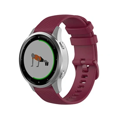 Afbeelding van Wownadu 18mm Quick Release Band Compatibel voor Garmin Vivoactive 4S/ Vivomove 3S/ Venu 2S, Forerunner 255S/ 255S Music/ 265S, Bandjes Sangria Siliconen Sport Reserve Armbanden