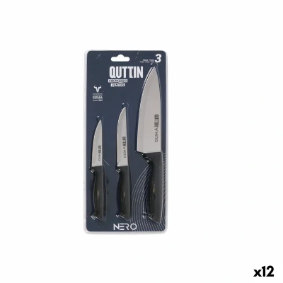 Afbeelding van Messen Set Quttin Nero Zwart Zilverkleurig 3 Onderdelen (12 Stuks)