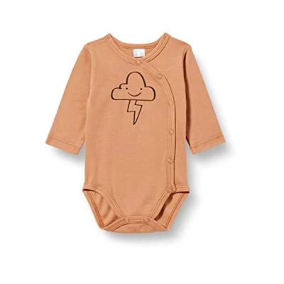 Afbeelding van Pinokio Bodysuit Buttoned Long Sleeve olivier, 100% katoen, Indian tan met cloud, jongens 56 74 (68), 68 cm