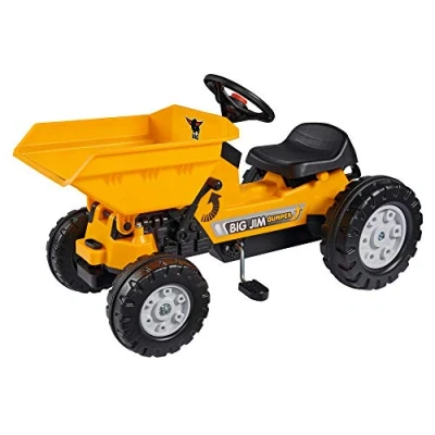 Afbeelding van Big Jim Dumper Traptractor Kiepwagen Vanaf 3 jaar geel driespaaks stuur mechanische claxon