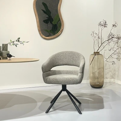 Afbeelding van Livingfurn Linn draaibare eetkamerstoel taupe Stof