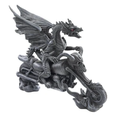 Afbeelding van Design Toscano Biker draak op skeletchopper, figuur