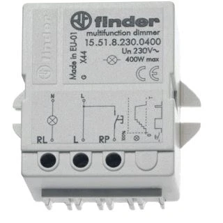 Afbeelding van Finder dimmer voor montage in inbouwdoos max lampbelasting 400w aansluitspanning 230vac 50 hz geluidsarm traploos dimmen 15 51 8 230 0404