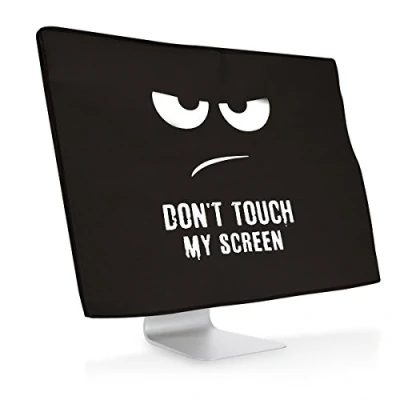 Afbeelding van kwmobile beschermhoes Monitor geschikt voor 20 22&quot; Computerscherm cover Computer accessoires PC scherm hoes in wit / zwart Don&#039;t Touch My Screen design