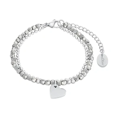 Afbeelding van s.Oliver damesarmband van roestvrij staal, met glas, 16+4 cm, zilver, hart, geleverd in een sieradendoosje, 2018344