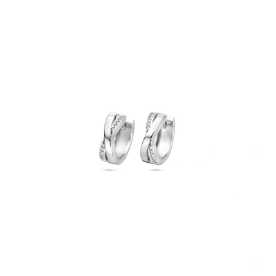 Afbeelding van Zilver gerhodineerd klapoorringen zirkonia 13 mm 1340038