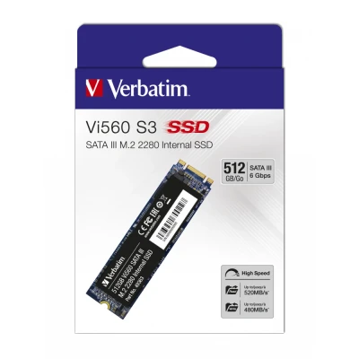 Afbeelding van Verbatim SSD 512GB, SATA III, M.2 2280 Vi560 S3, 560MB/s, (W) 520MB/s, Retail