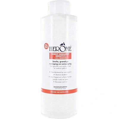 Afbeelding van Herome Direct Desinfect Handgel Sensitive (Parfumvrij) met klepdop Desinfecterende 80% Alcohol Beschermt Tegen Bacteriën en Droogt de Handen Niet Uit 1000ml.
