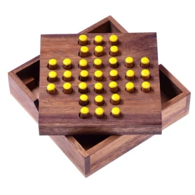 Afbeelding van LOGOPLAY Solitaire Gr. S steekspel denkspel puzzelspel geduldspel logisch spel van hout gele stekker