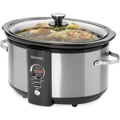 Afbeelding van Brabantia BBEK1083 Slowcooker 6.5 Liter 320 Watt Warmhoudfunctie Keramische Binnenpan RVS