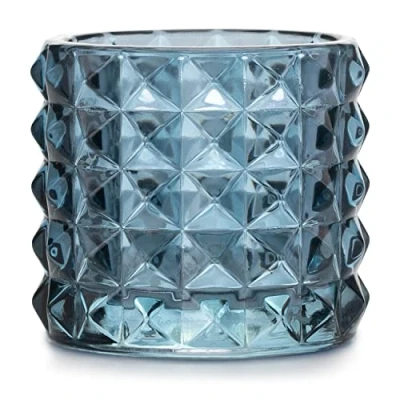Afbeelding van Theelichthouder van glas AmeliaHome kandelaar theelichtglas 7x6,5 cm Malaga donkerblauw