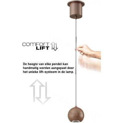 Afbeelding van Hanglamp Miami Koper Brons Ø 10cm Incl. Katrol Systeem
