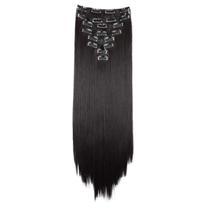 Afbeelding van CAISHA XXL 50cm 8 Delige Set CLIP IN EXTENSIONS Haarextensies Haarstukje Glad Zwart Rood CES111