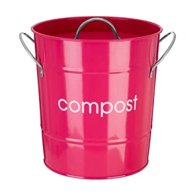 Afbeelding van Premier Housewares 0510024 compostbak met handgrepen en binnenemmer, verzinkt staal/zink/kunststof, fuchsia