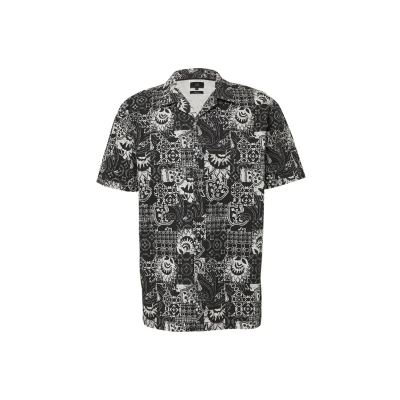 Afbeelding van QS Resort FIT MIT Alloverprint Overhemd, Heren, Maat: Large, Schwarz