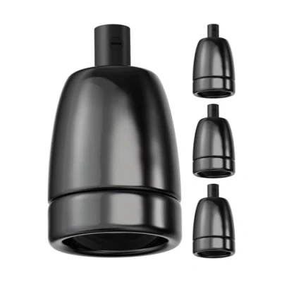 Afbeelding van ledscom.de 4 stuks E27 fitting, porselein, zwart, 230V AC, max. 300W