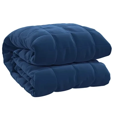 Afbeelding van vidaXL Verzwaringsdeken 150x200 cm 11 kg stof blauw, deken, quilt, rustgevende beddengoed, kalmerende zware verzwaarde deken